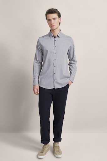 Hemden lange mouw navy Bugatti