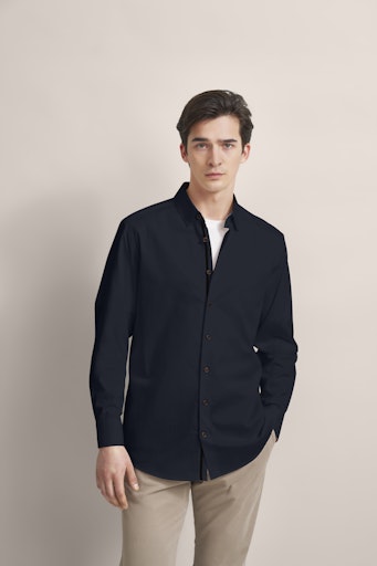 Hemden lange mouw navy Bugatti