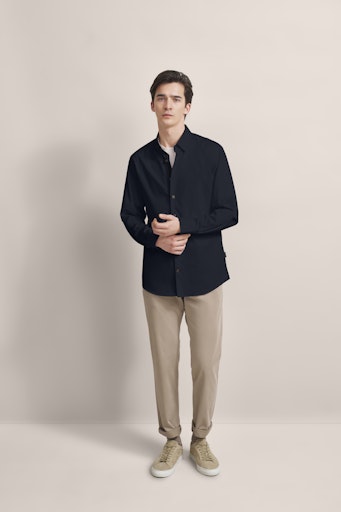 Hemden lange mouw navy Bugatti