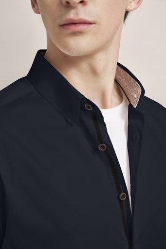Hemden lange mouw navy Bugatti