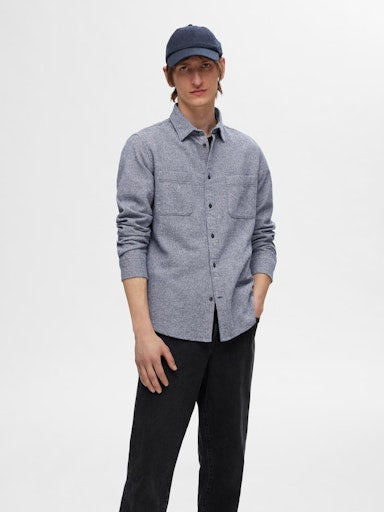 Hemden lange mouw blauw Selected HOMME