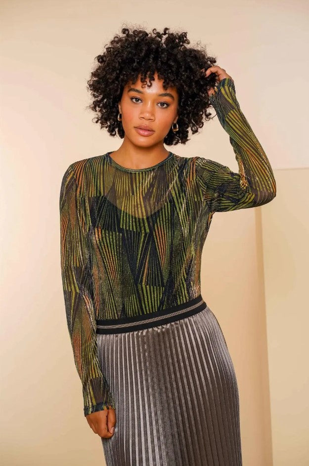 Blouses lange mouw groen Geisha
