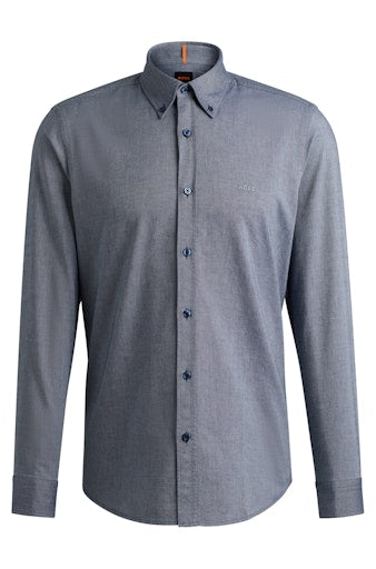 Hemden lange mouw navy Boss Men Orange