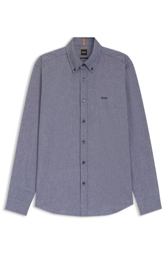 Hemden lange mouw navy Boss Men Orange
