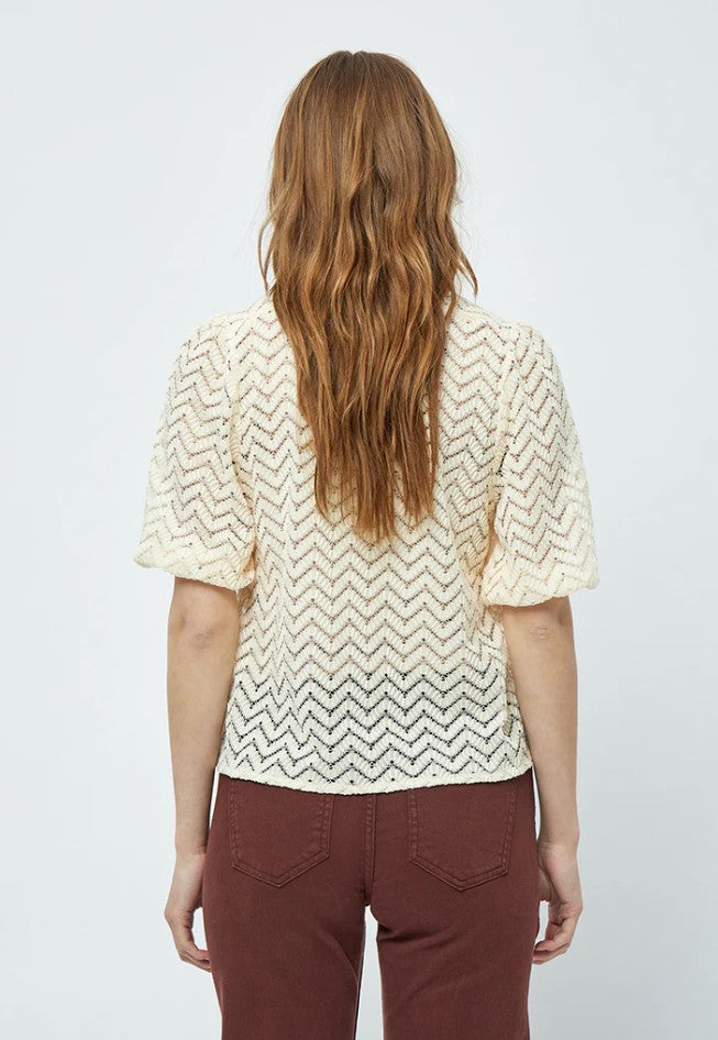 Blouses korte mouw beige Minus