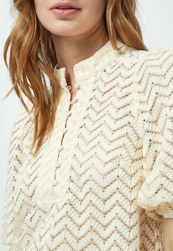 Blouses korte mouw beige Minus
