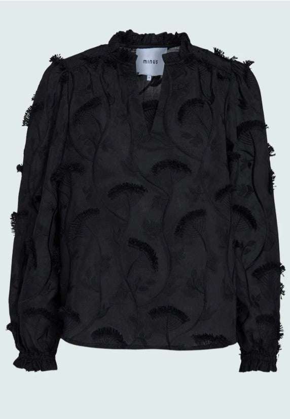 Blouses lange mouw zwart Minus
