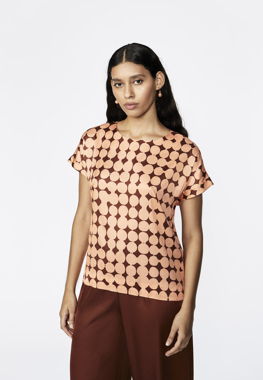Blouses korte mouw oranje Xandres