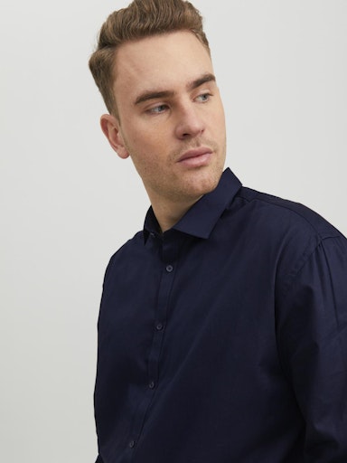 Hemden lange mouw navy JACK & JONES PLUS