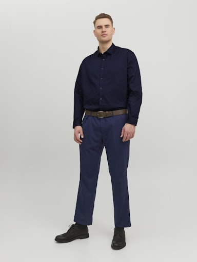Hemden lange mouw navy JACK & JONES PLUS