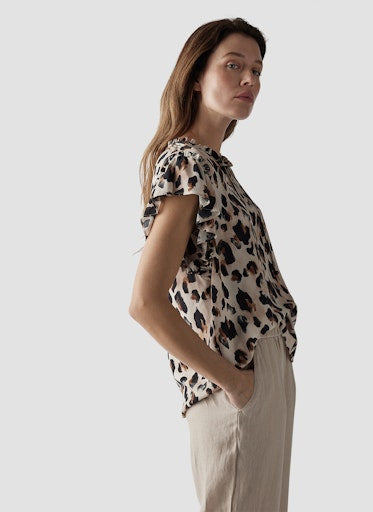 Blouses korte mouw beige LeComte