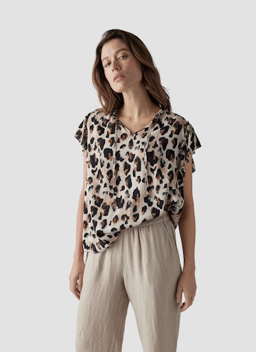 Blouses korte mouw beige LeComte