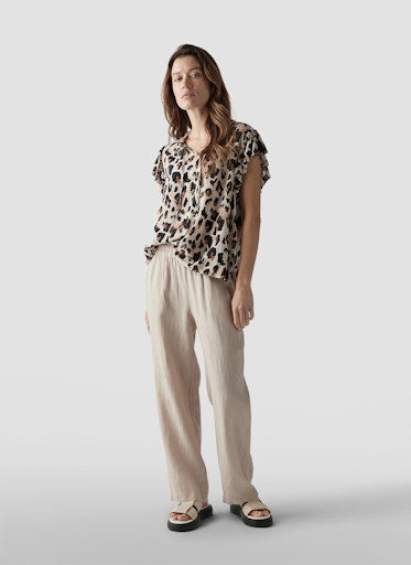Blouses korte mouw beige LeComte