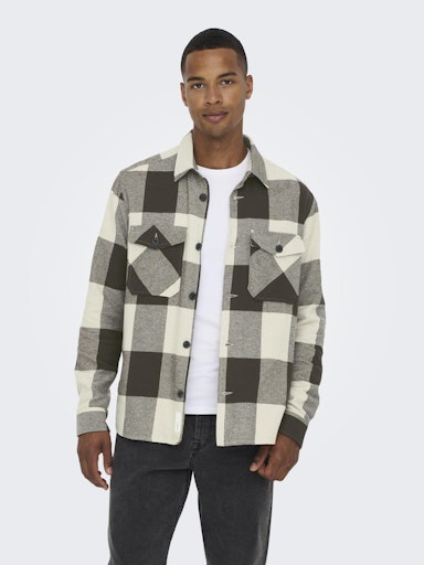 Hemden lange mouw bruin ONLY&SONS