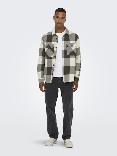 Hemden lange mouw bruin ONLY&SONS