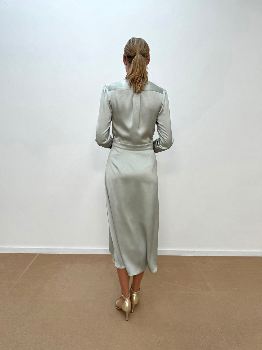 Jurken lange mouw groen Linea Raffaelli