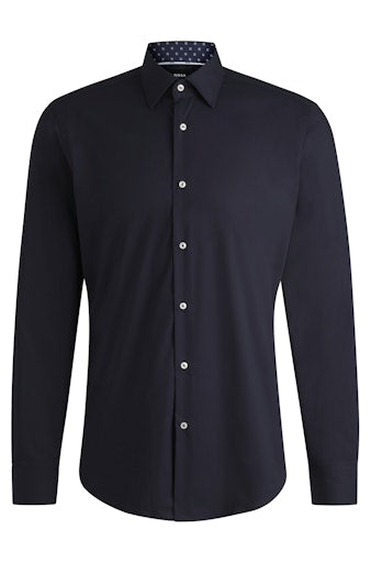 Hemden lange mouw blauw Boss Men Black