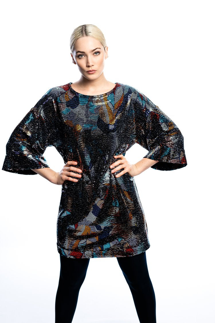 Jurken lange mouw multicolor Dame Blanche