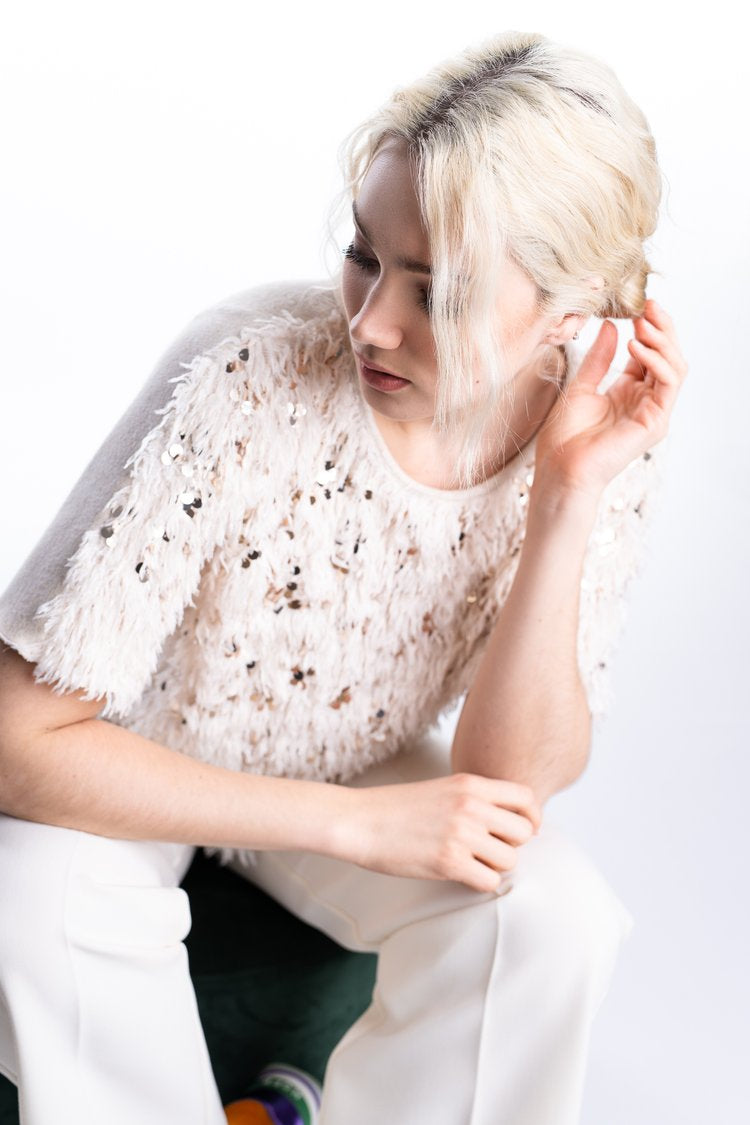 Blouses korte mouw beige Dame Blanche