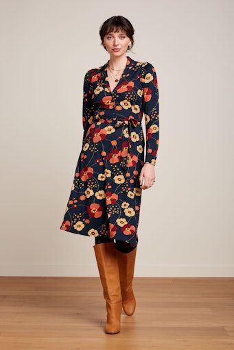 Jurken lange mouw blauw King Louie