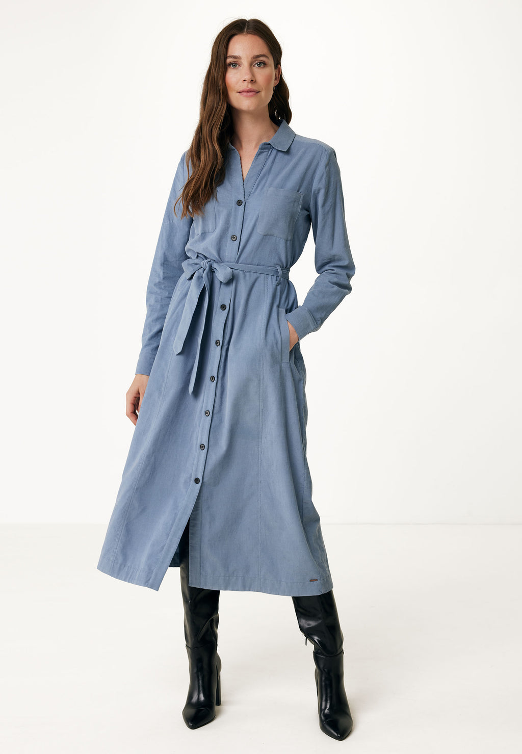 Jurken lange mouw grijs Mexx