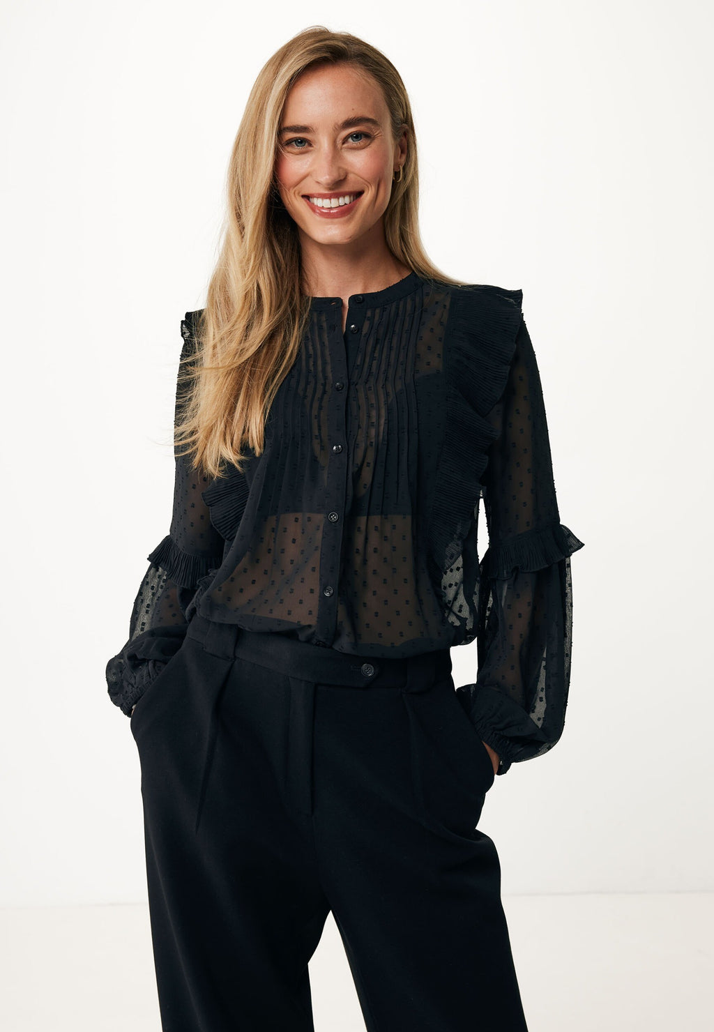 Blouses lange mouw zwart Mexx