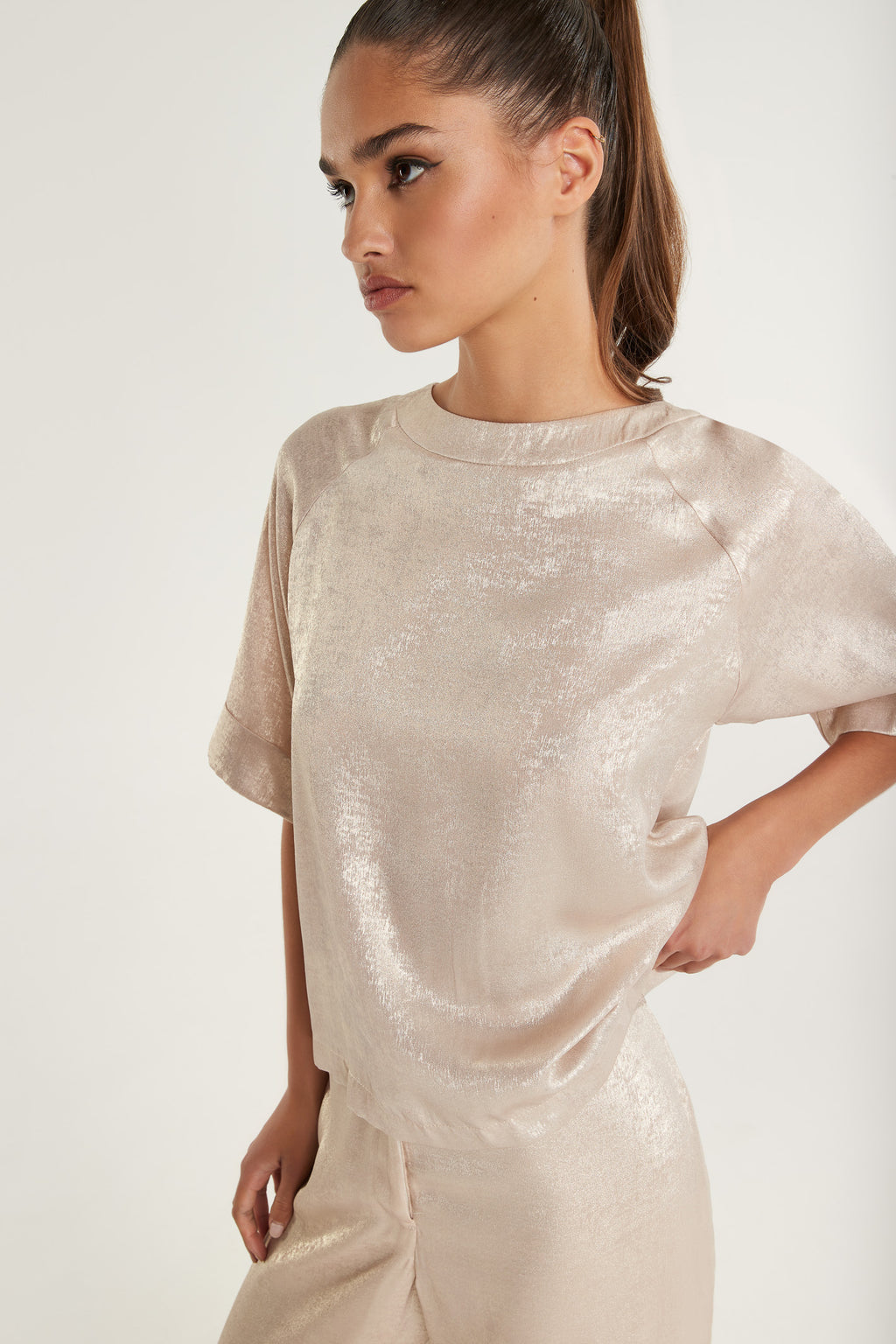 Blouses korte mouw beige Senso