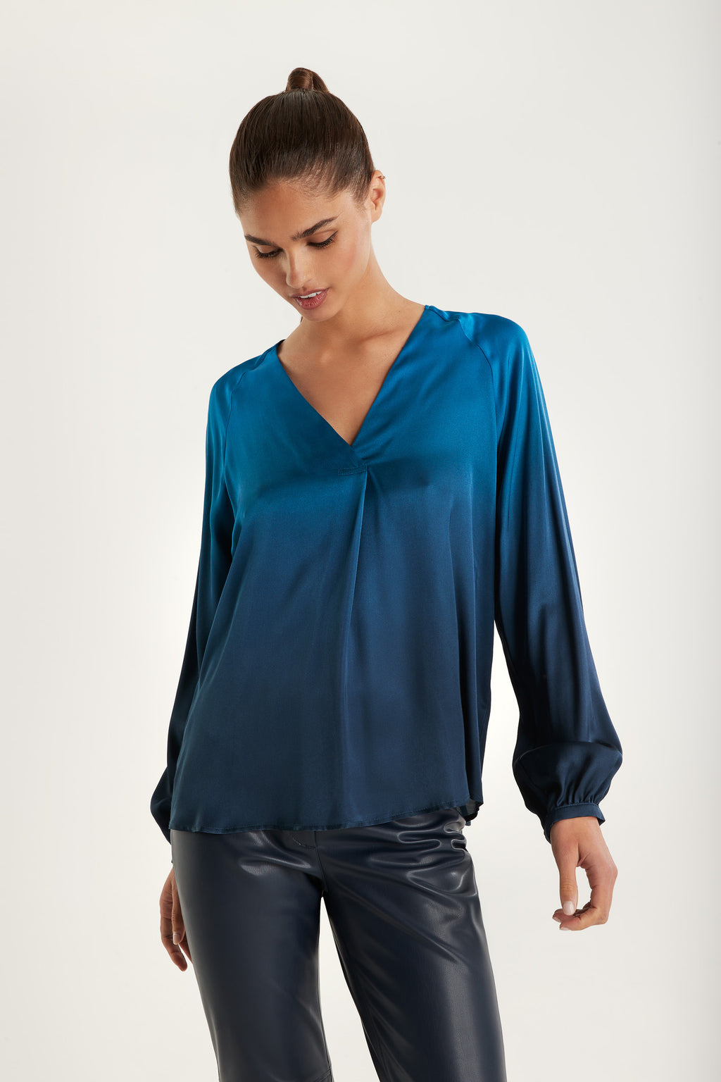 Blouses lange mouw blauw Senso