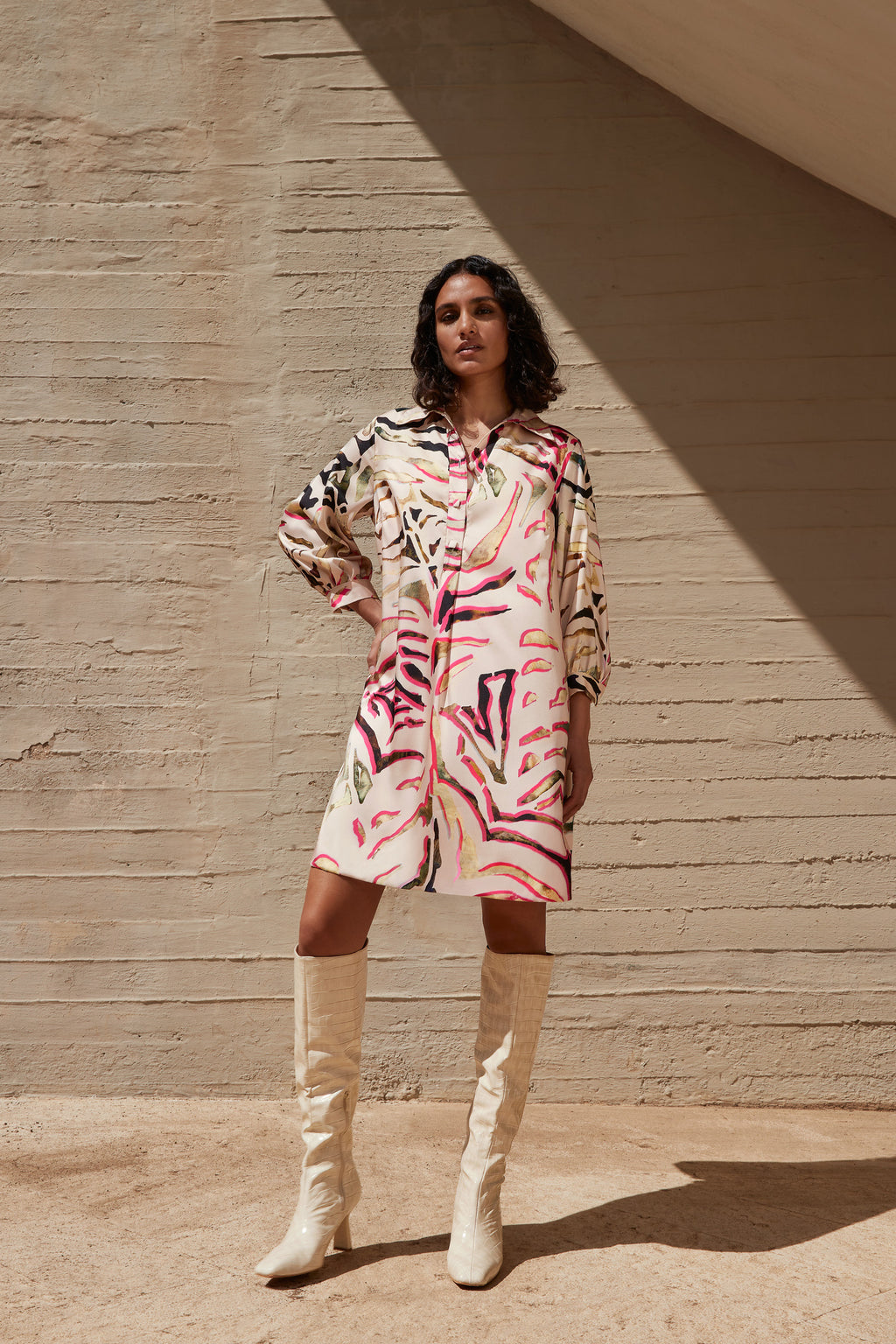 Jurken lange mouw geel Atmos