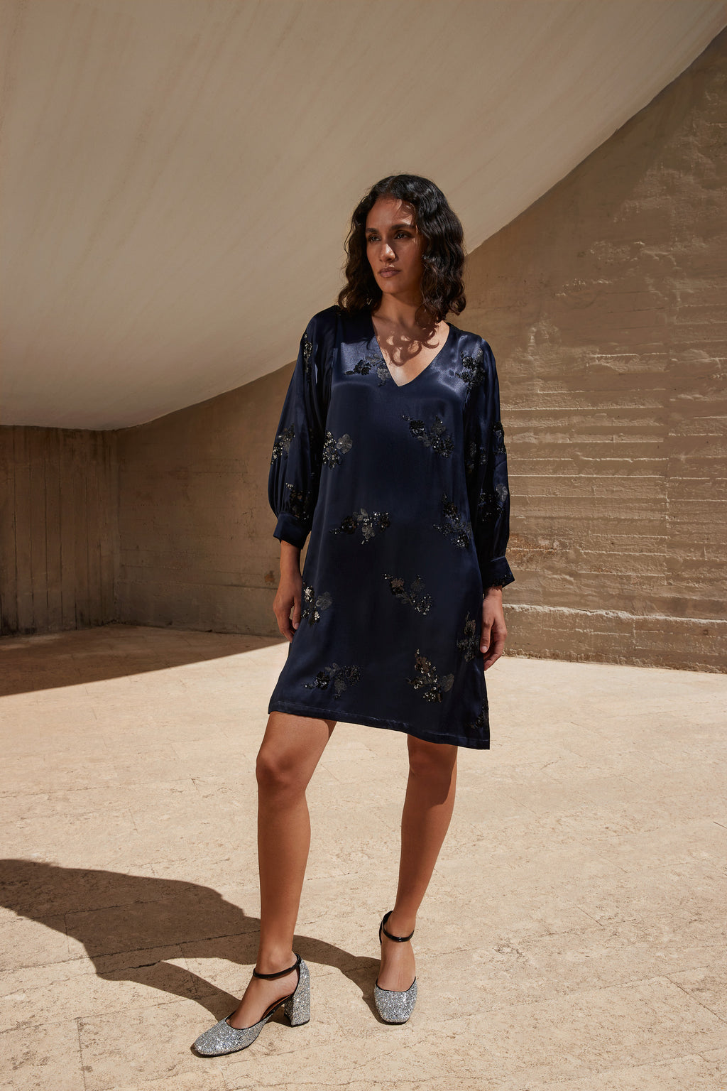 Jurken lange mouw blauw Atmos