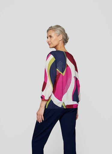 Blouses lange mouw navy Rabe