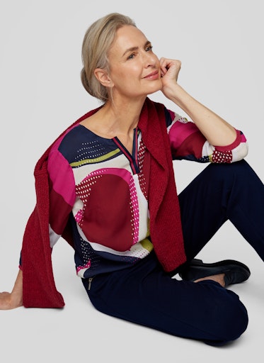 Blouses lange mouw navy Rabe