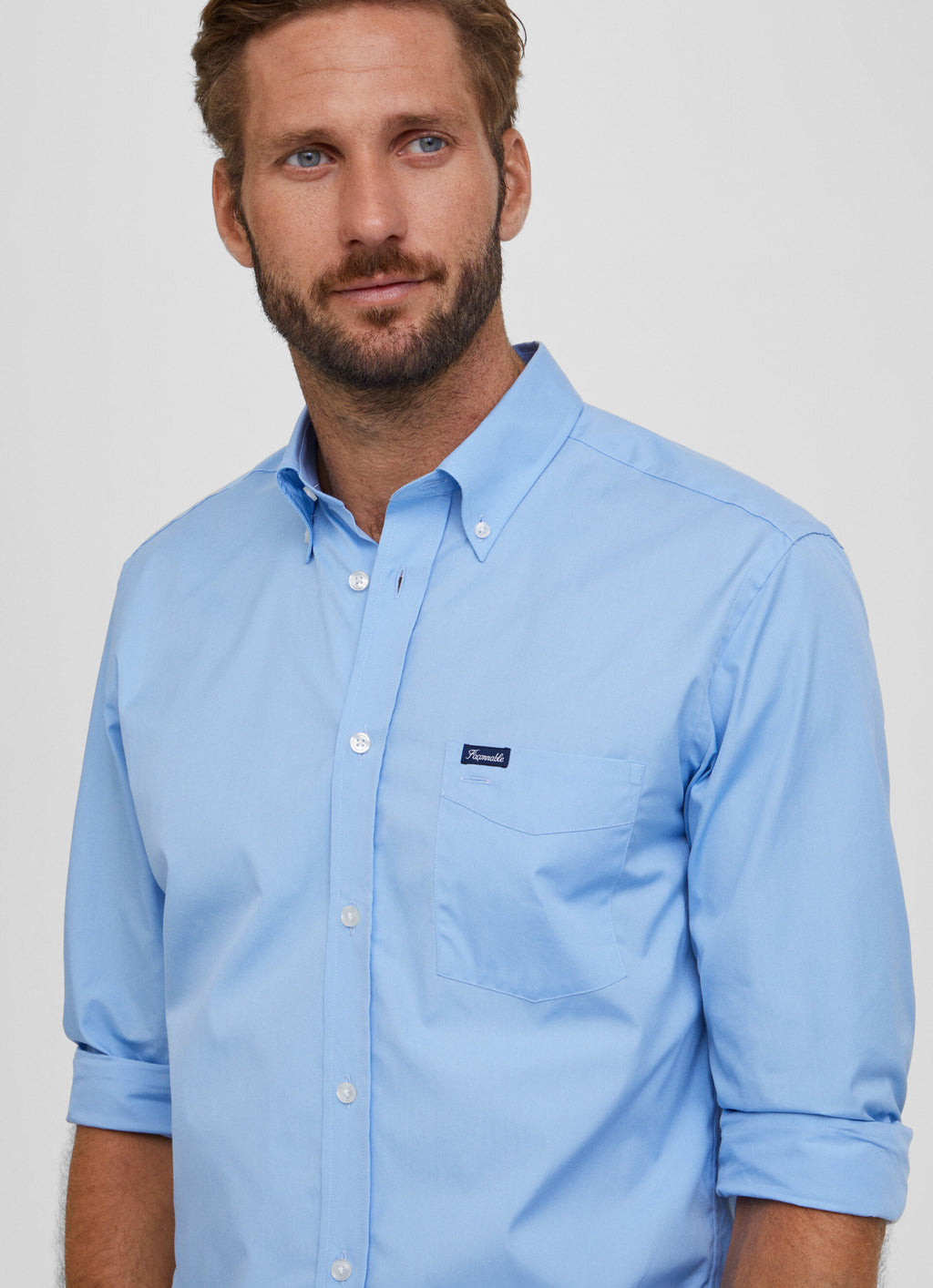 Hemden lange mouw blauw Façonnable