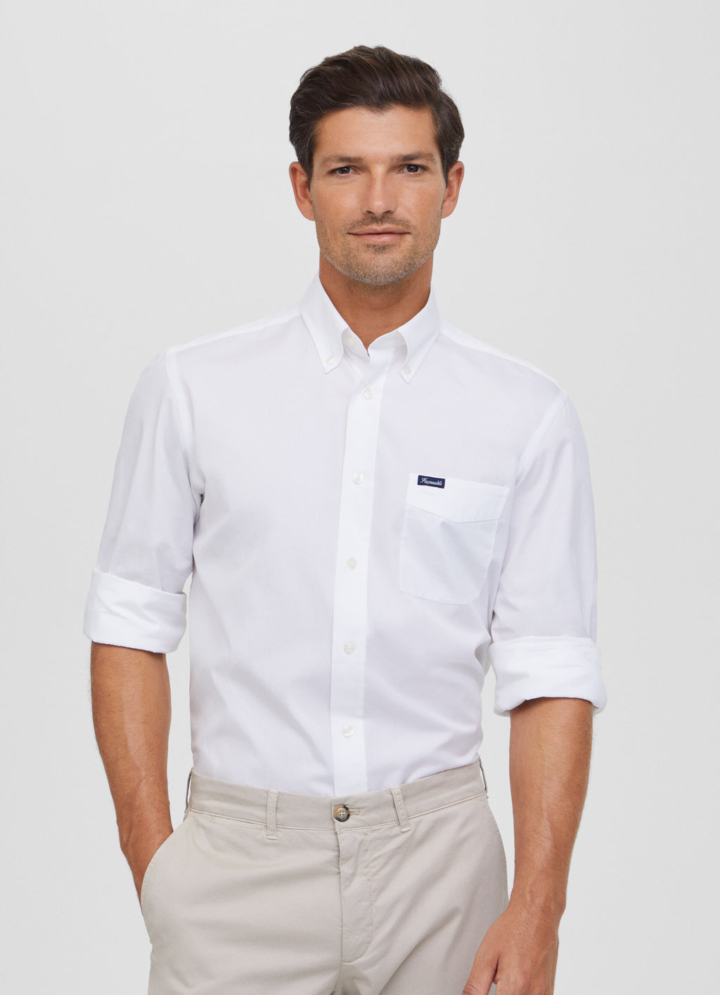 Hemden lange mouw wit Façonnable