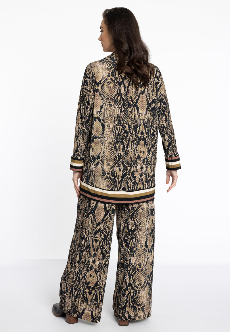 Blouses lange mouw bruin Yoek