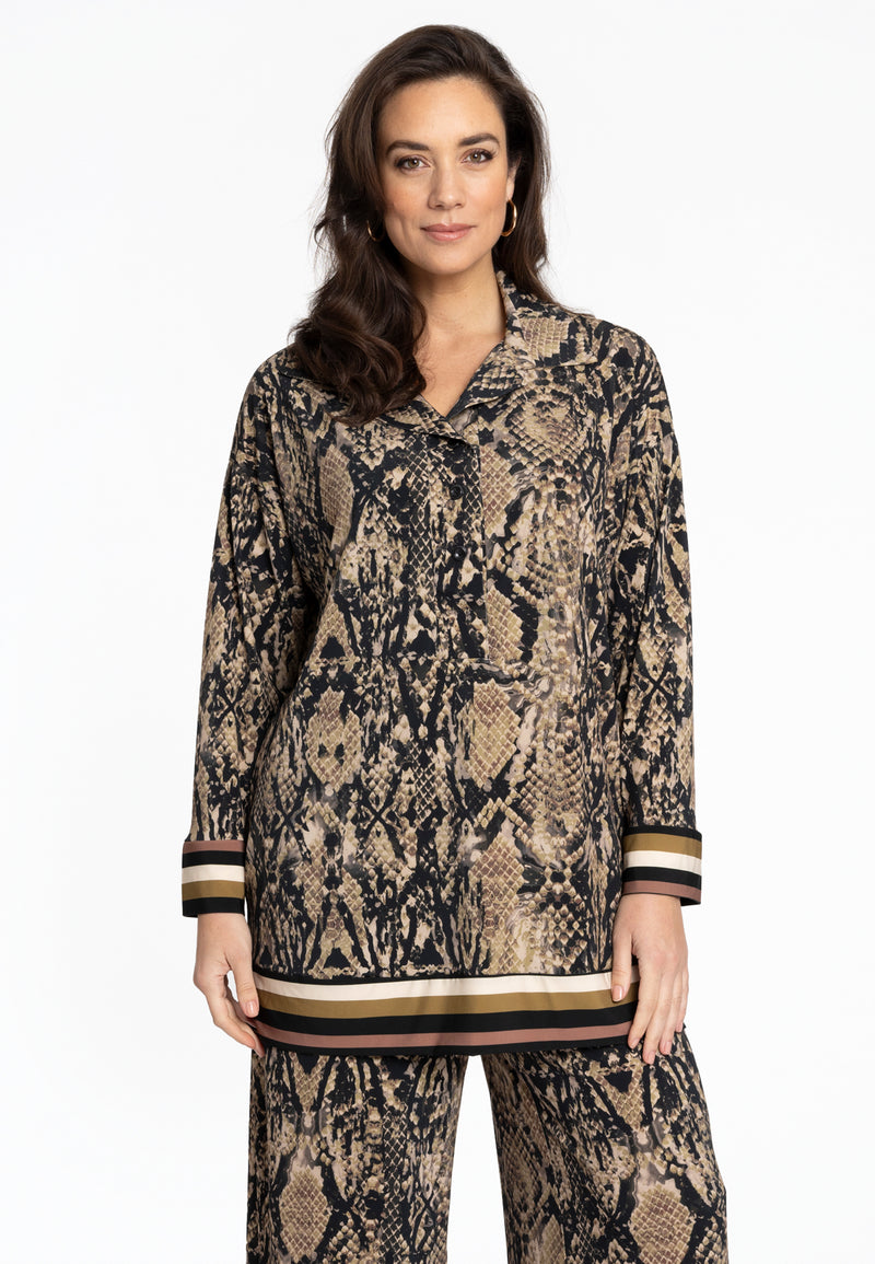 Blouses lange mouw bruin Yoek