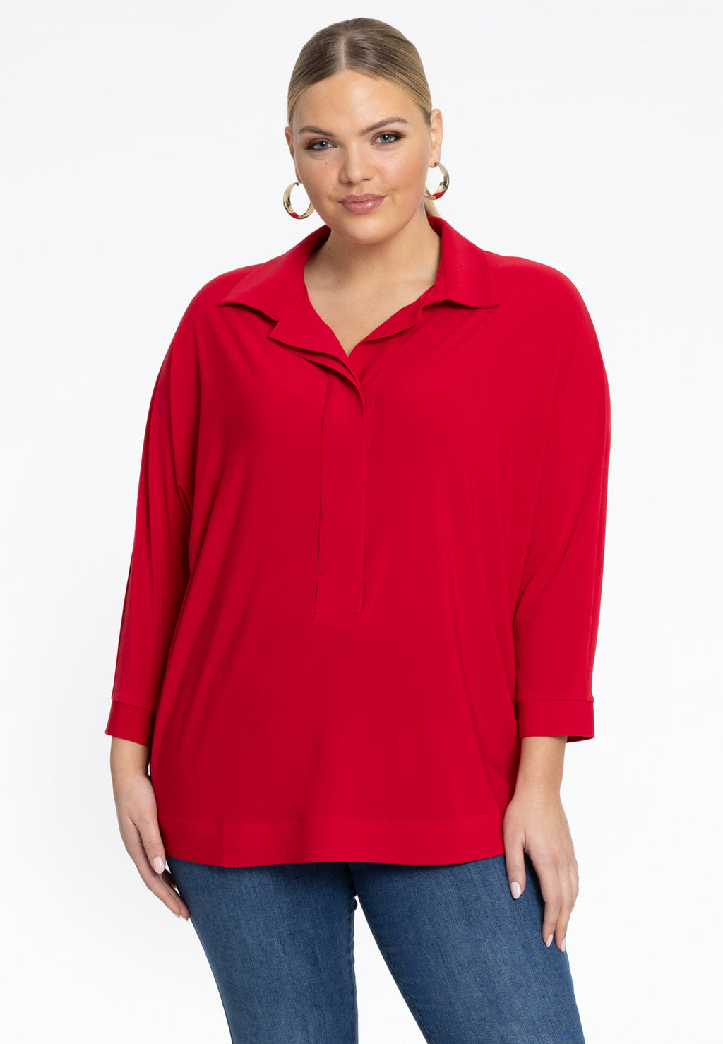 Blouses lange mouw rood Yoek