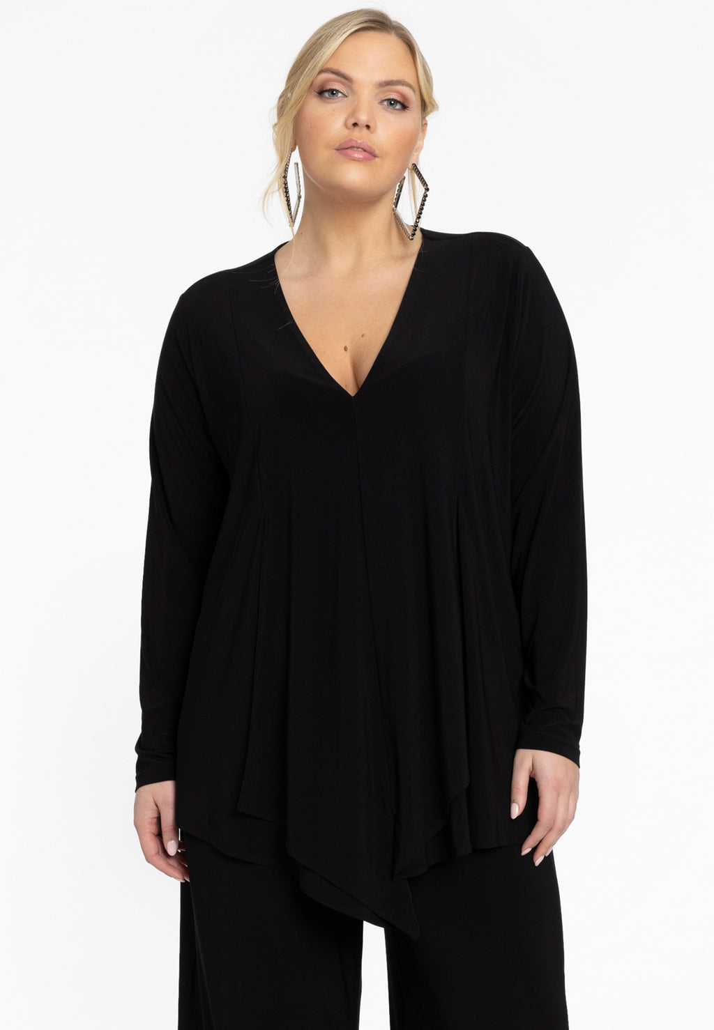 Blouses lange mouw zwart Yoek
