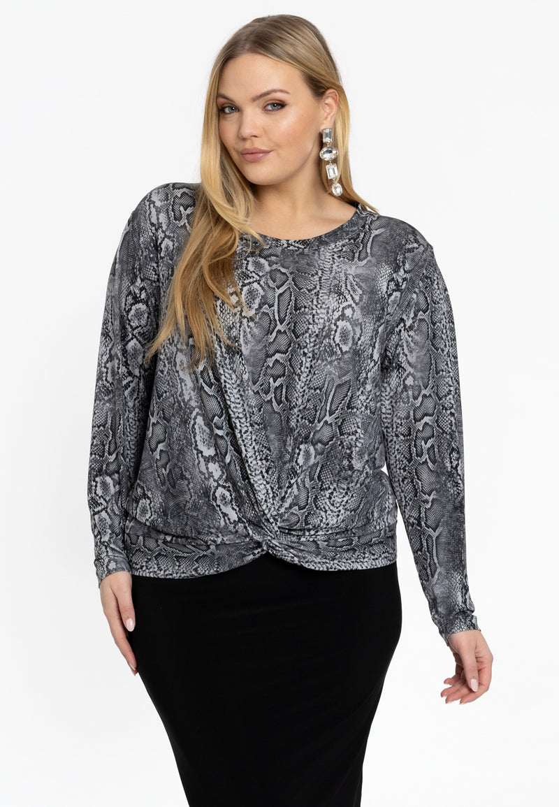 Blouses lange mouw grijs Yoek