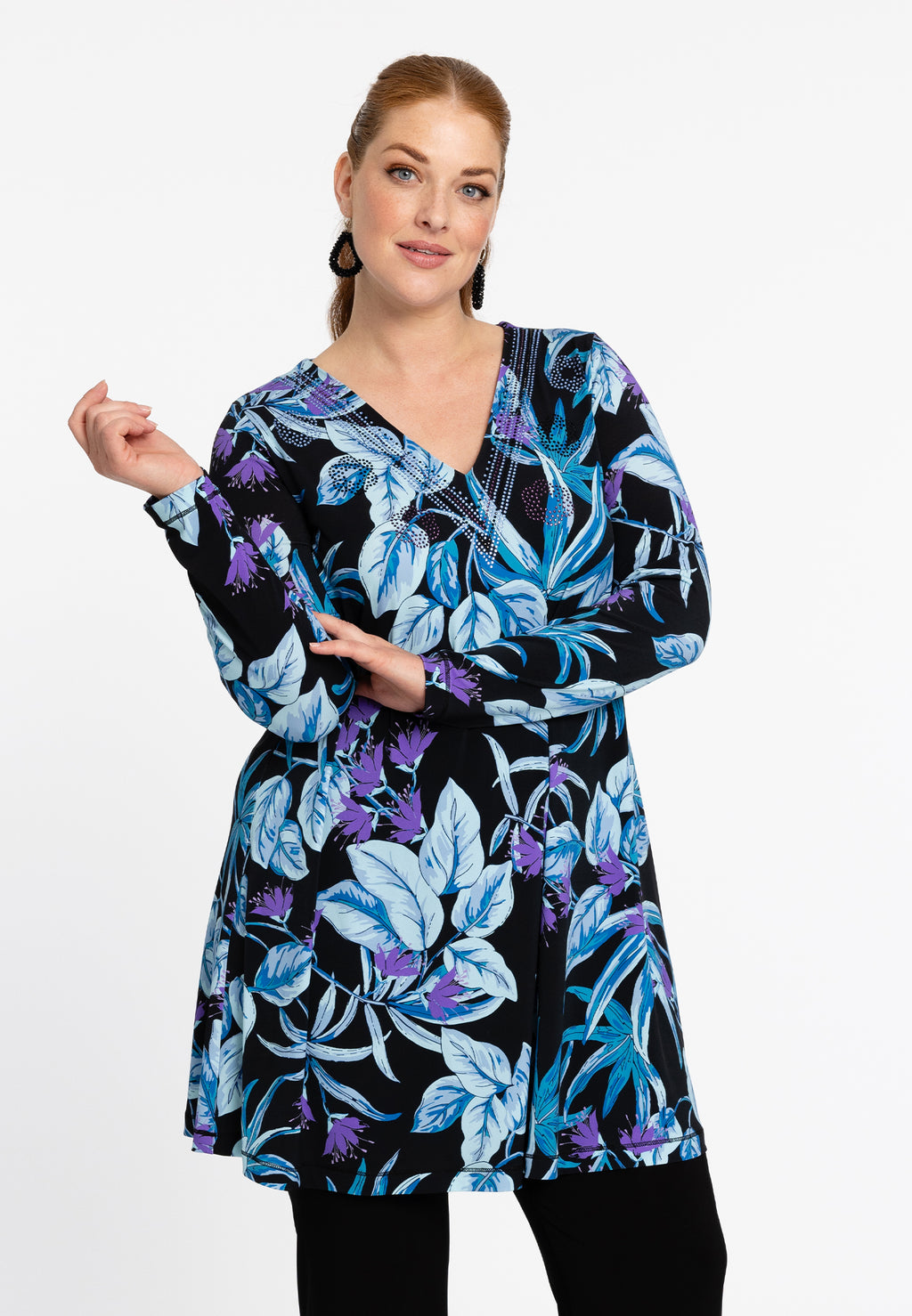 Blouses lange mouw blauw Yoek