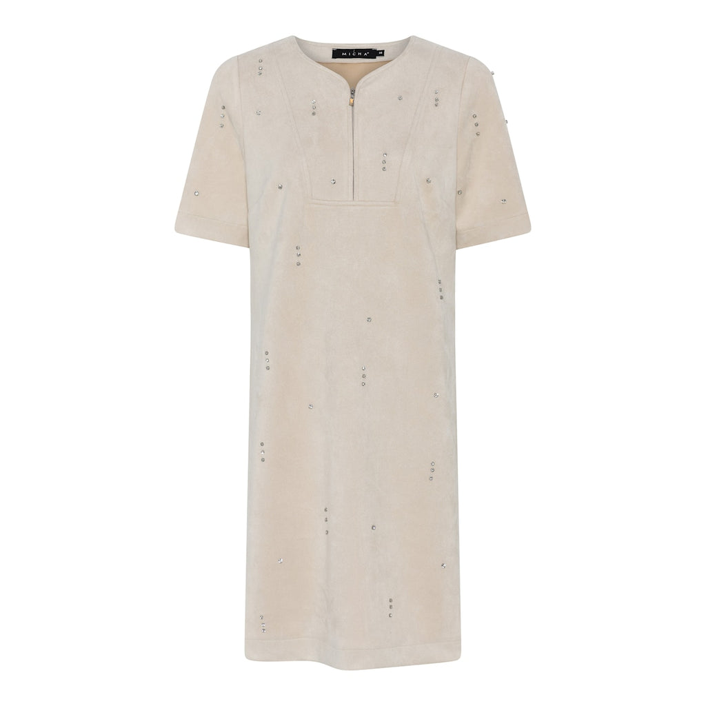 Jurken korte mouw beige Micha