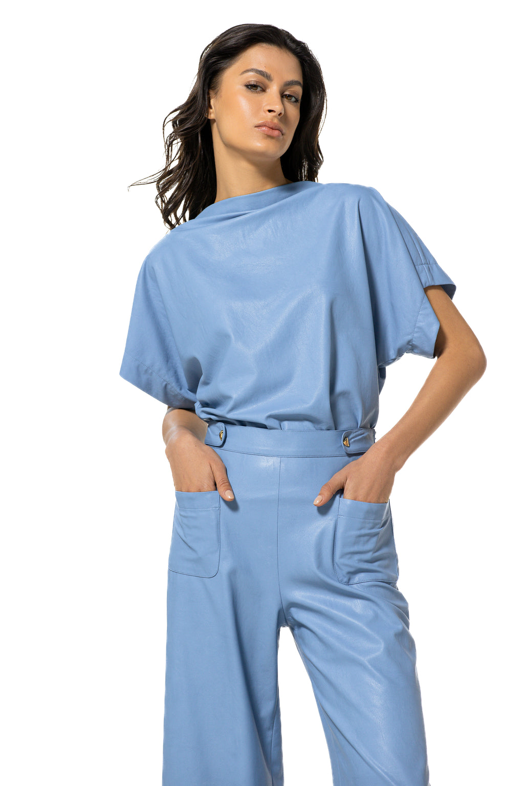Blouses korte mouw blauw Caroline Biss