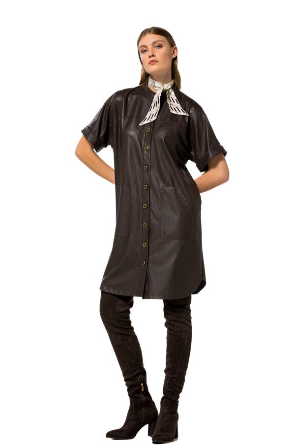 Jurken korte mouw bruin Caroline Biss