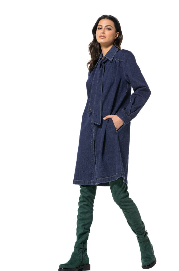 Jurken lange mouw blauw Caroline Biss