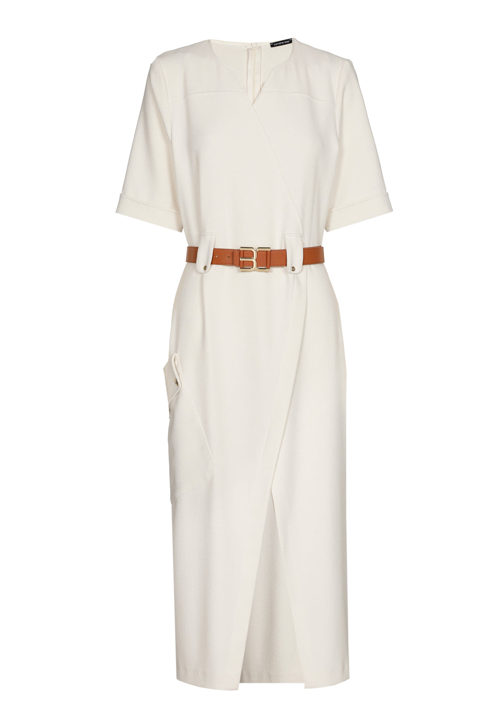 Jurken korte mouw beige Caroline Biss