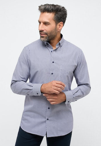 Hemden lange mouw blauw ETERNA