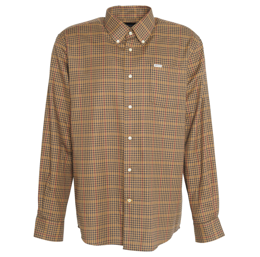 Hemden lange mouw bruin Barbour