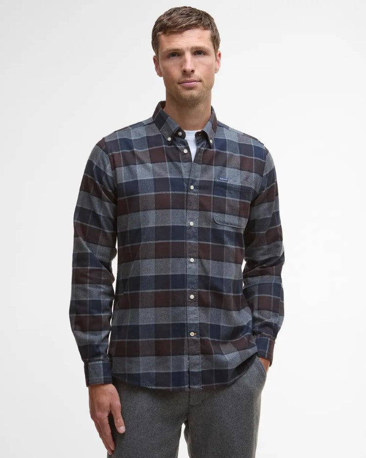 Hemden lange mouw bruin Barbour