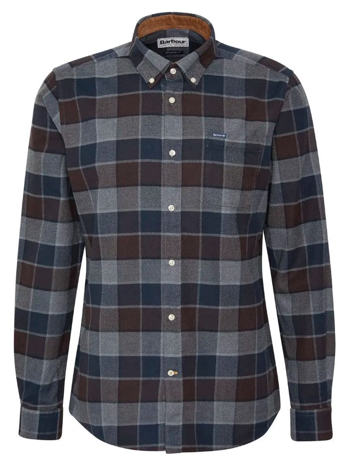 Hemden lange mouw bruin Barbour