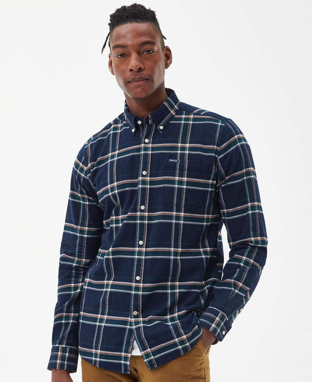 Hemden lange mouw blauw Barbour